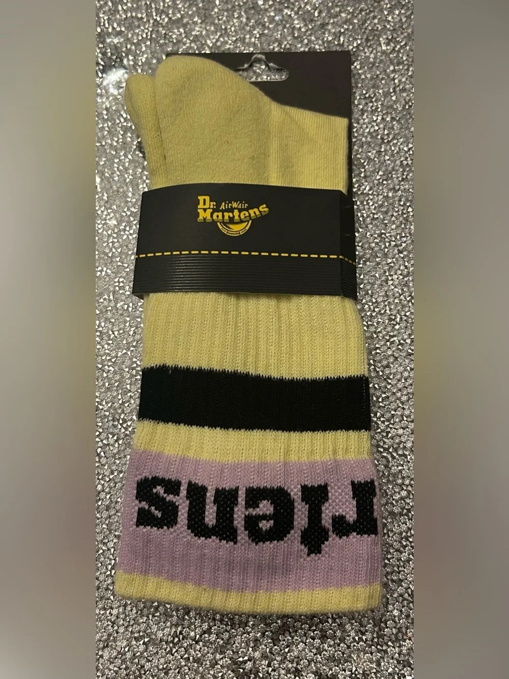 Dr. Martens Yellow, Lavender & Black Logo Crew Socks